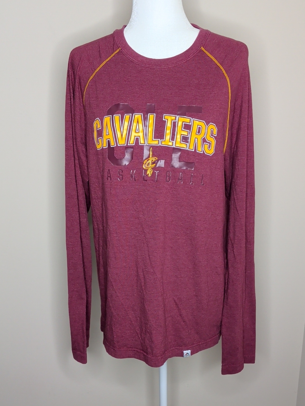 Cavaliers Long Sleeve Tee in Wine with Gold Accents